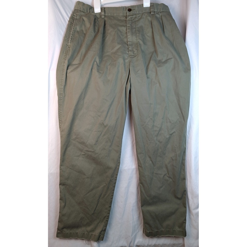 Daniel Cremieux The Definitive Pant Mens 35x30 Pleated Chinos Olive Green Khaki